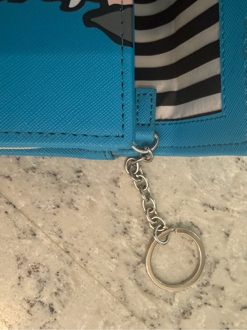 Marc Tetro Schnauzer Dog Wallet with Key Ring Stripe Interior Vegan Leather - Picture 7 of 7